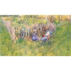FRAMED oil paintings   Carl Larsson   24 x 14 inches   Girl Outdoors