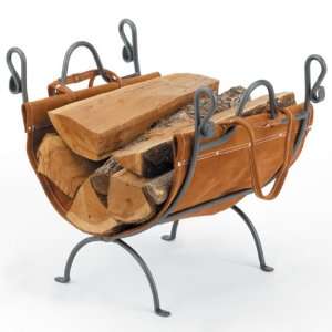  FOLDING Leather Wood Kindling Log Carrier & Frame Rack 