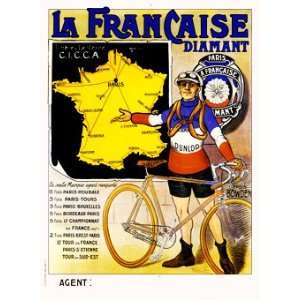  La Francaise Diamant Giclee Vintage Bicycle Poster 