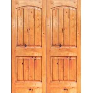 Interior Door: Knotty Alder Two Panel Arch V Groove Pair (Single also 