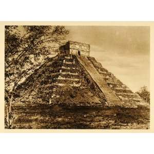 1925 El Castillo Pyramid Kukulcan Chichen Itza Mexico   Original 