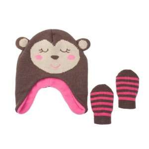 Carters Baby Girls Smiling Bear Warm and Comfy Hat and Mittens Set 
