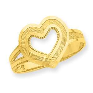  14K Diamond cut Cut Out Frame Heart Ring: Jewelry