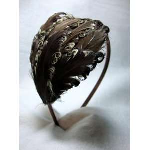  NEW Brown and Tan Feather Headband, Limited. Beauty