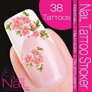  Nail Tattoo Sticker Cherry Blossom   rose: Beauty