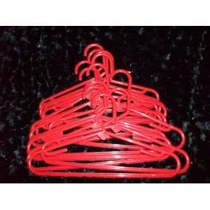  Set of 10 Red Plastic Kid Size Clothes Hangers