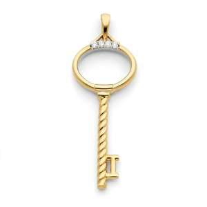  XP3469AA 14 Karat Gold Key Pendant with Diamond: Jewelry