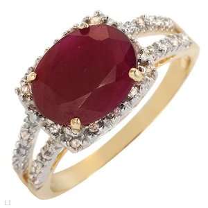   Precious Stones   Genuine Diamonds And Ruby Made Of Yellow Gold Size 7