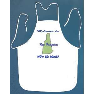 Welcome to New Hampshire Now Go Home White Bib Apron 2 Pockets Kitchen 