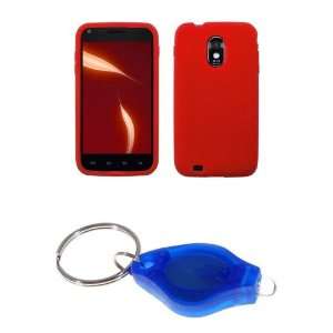 : Premium Red Silicone Soft Skin Case Cover + Atom LED Keychain Light 