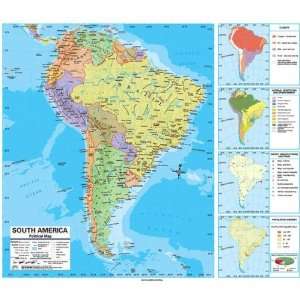   South America Advanced Political Wall Map Backboard