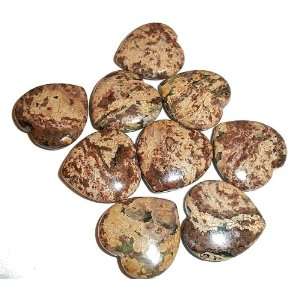  Set of 2 Picture Jasper Hearts   Crystal Healing Energy 