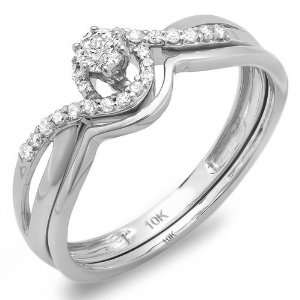  Diamond Ladies Swirl Crossover Bridal Ring Engagement Matching Band 