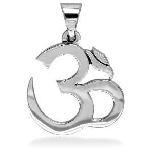  Large Plain Yoga Ohm, Om, Aum charm in sterling silver 