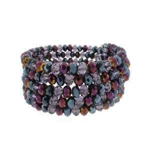   Purple Faceted Crystals Coiled Memory Wire Bracelet: Sports & Outdoors