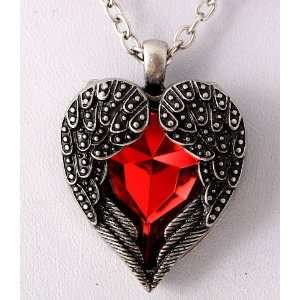  Red Heart Wing Necklace 