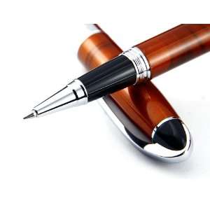   Wine Fog Chrome Carved Ring Black Tip Roller Ball Pen: Office Products