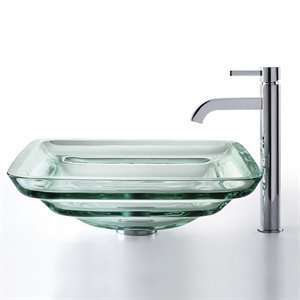  Kraus C GVS 930 19mm 1007 Square Clear Oceania Glass Sink 