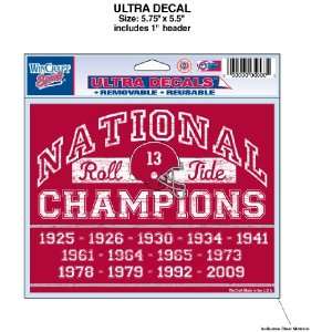  Alabama Crimson Tide Window Cling   National Champions 