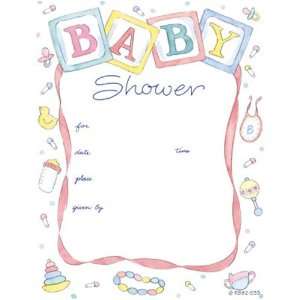  Baby Items Shower Invitations (8 count) Baby
