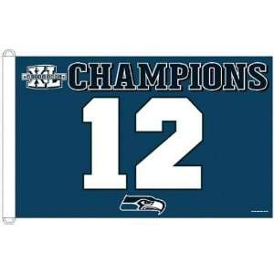 Seattle Seahawks Super Bowl XL Champions 3x5 Flag:  Sports 