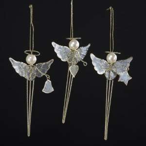  Club Pack of 12 Bell, Star & Heart Capiz Icicle Angel 