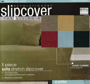 Maytex Collin Stretch Sofa Loveseat or Chair Slipcovers  