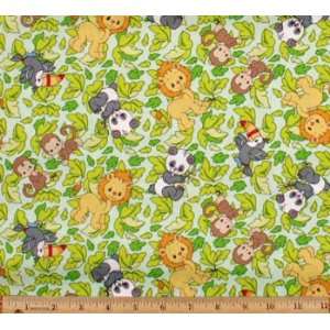  Animals and Leaves Green Flannel Arts, Crafts & Sewing