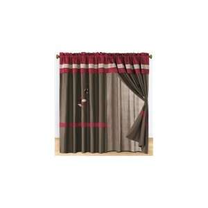   Burgundy and Coffee Curtain Set Valance/Sheer/Tassels: Home & Kitchen