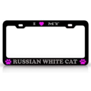 LOVE MY RUSSIAN WHITE Cat Pet Animal High Quality STEEL /METAL Auto 