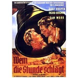 the Bell Tolls Poster Movie German B 11x17 Gary Cooper Ingrid Bergman 