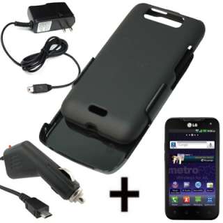   Holster Combo Hard Case For Metro LG Connect 4G MS840 Car Home Charger