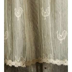 Country Rooster Crush Lace Curtains with Trim 
