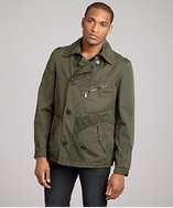 Bottega Veneta army green cotton mesh panel button front jacket style 