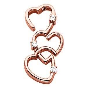  18K Rose Gold Diamond Heart Pendant   0.18 Ct.: Jewelry