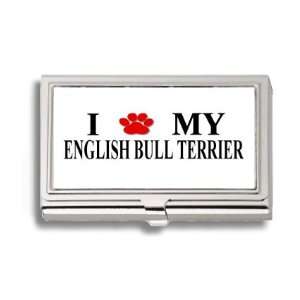  English Bull Terrier Paw Love My Dog Business Card Holder 