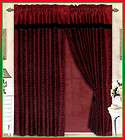 Black/Red Flocking Leopard Satin Window Curtain Drape Set+Sheer Liner 
