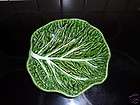 Green Majolica style Cabbage Leaf Serving Bowl / Dish made in 