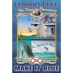 Framed Black poster printed on 20 x 30 stock. Florida Blue   The Keys 