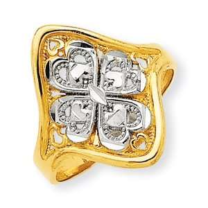  14k Gold & Rhodium Diamond cut Filigree Ring: Jewelry