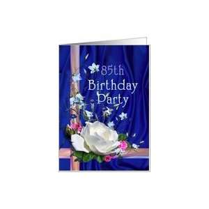 85th Birthday Party Invitation White Rose Card Toys 