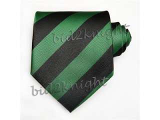 Brand New Black & Green Striped Luxury Silk Tie 1119  
