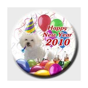 Bichon Frise Happy New Year Pin Badge Button
