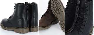 Mens Black Brown High Top Combat Boots US size 7~10.5  