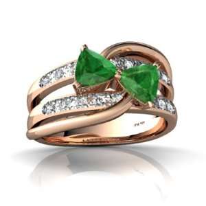    14k Rose Gold Trillion Genuine Emerald Ring Size 6 Jewelry