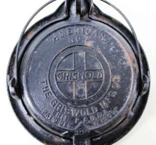   Vintage GRISWOLD #7 Cast Iron Waffle Iron w/ Low Base Pat Dec 1, 1908