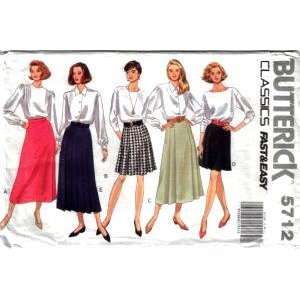  Butterick Sewing Pattern 5712 Misses Skirts, (12 14 16 