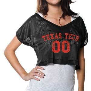  Texas Tech Red Raiders Ladies Black Cropped V Neck Jersey 