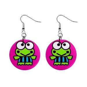 Funny FROG Earrings 1 Button Dangle Jewelry NEW 12289400