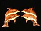 NEW Hand Carved Wood Art Intarsia DOLPHIN COMMUNITY Sig